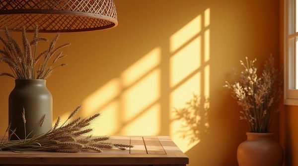 Créer une ambiance chaleureuse avec un abat-jour en rotin et graminées